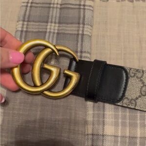 Gucci Belt with Gold GG Buckle and Black Accents